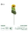 GloboStar® Artificial Garden YELLOW SUNFLOWER BRANCH 21381 Τεχνητό Διακοσμητικό Κλαδί Ηλιοτρόπιο Κίτρινο Y62cm